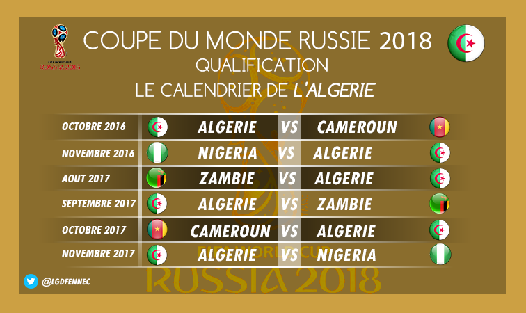 calendrier Algérie WC 2018