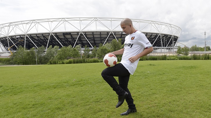 LONDON, ENGLAND - JUNE 14: West Ham United Unveil New Signing Sofiane Feghouli at QEOP on June 14, 2016 in London, England. (Photo by Arfa Griffiths/West Ham United via Getty Images)