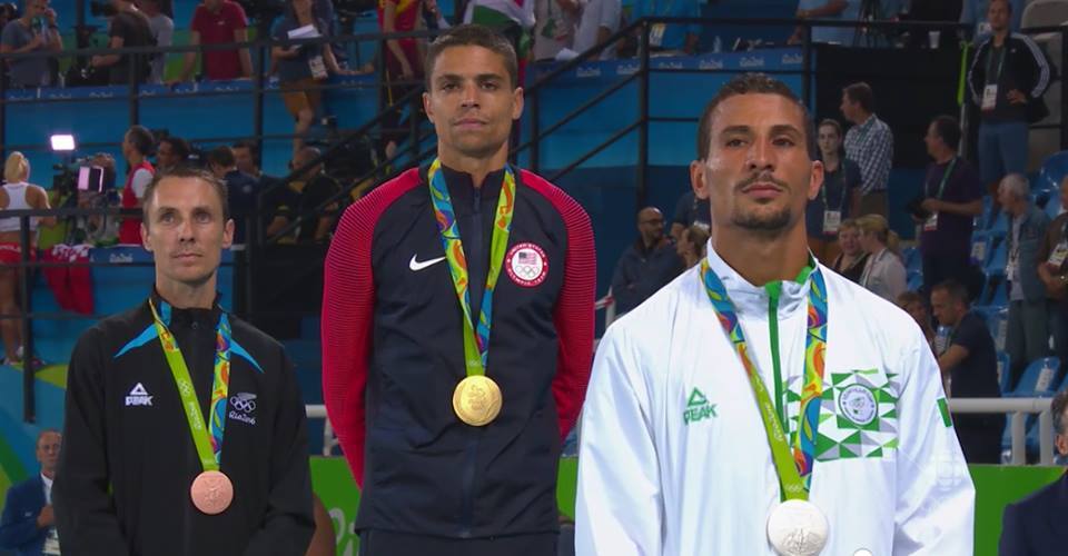 podium makhloufi argent 1500m Rio 2016