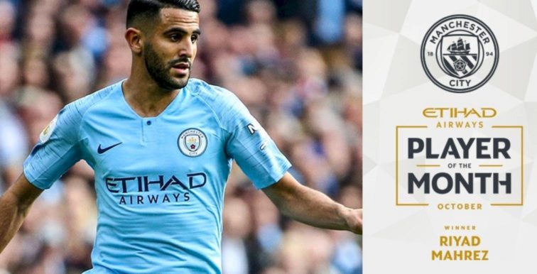 Manchester City : Mahrez désigné joueur du mois d’octobre