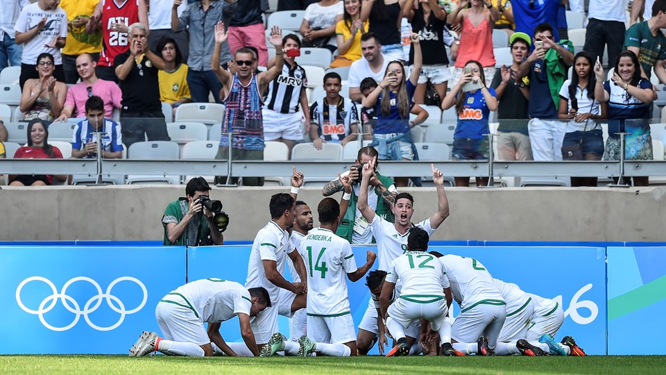 Portugal 1-1 Algérie JO 2016 8 joie célécbration Benkablia