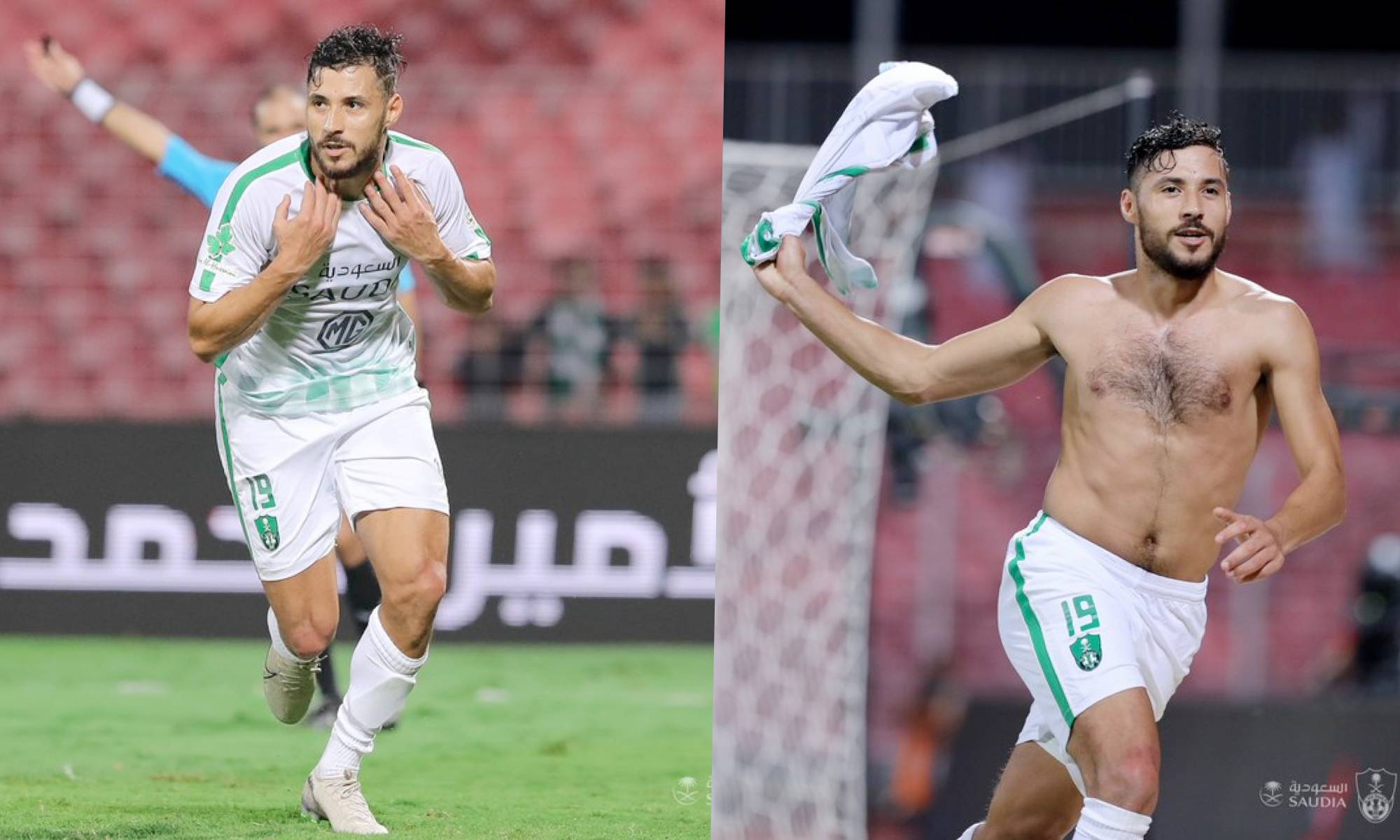 belaili double buteur al ahli celebration