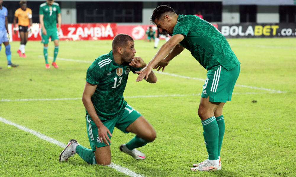 bounedjah duo slimani zambie 3 3 lusaka mars 2021