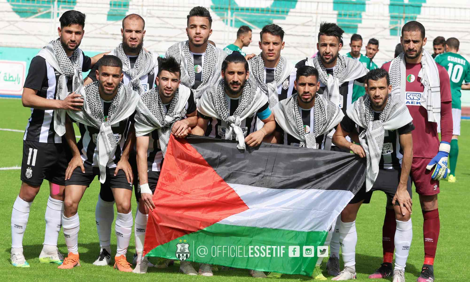 onze team ess setif palestine drapeau karaoui solidiratie