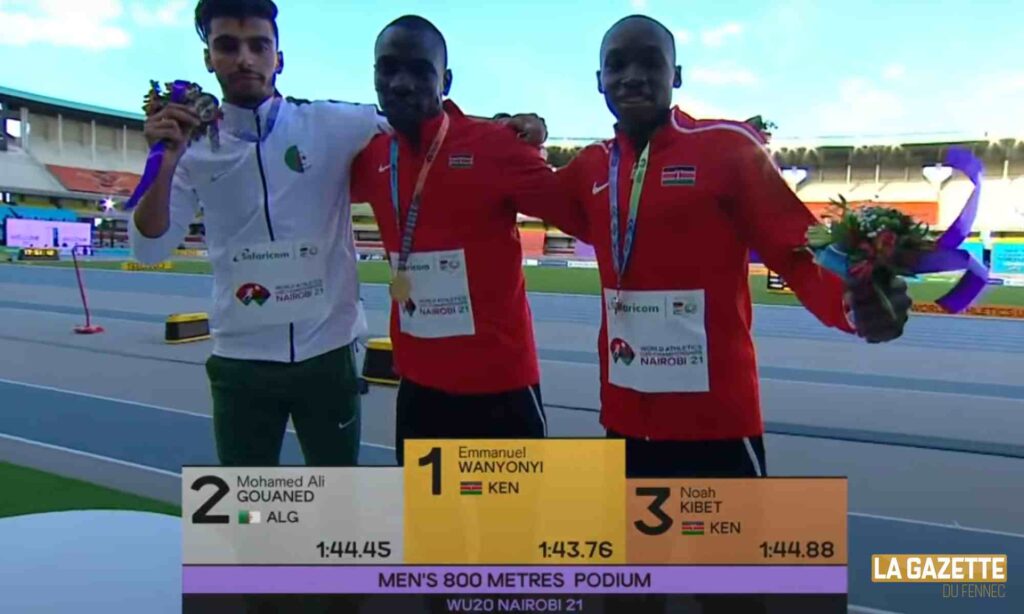 podium wanyonyi kibet gouaned vice champion du monde argent nairobi 800m