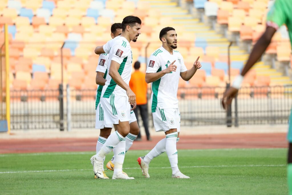 benrahma joie but bounedjah djibouti vs algerie 4 0 12 novembre 2021 cairo stadium