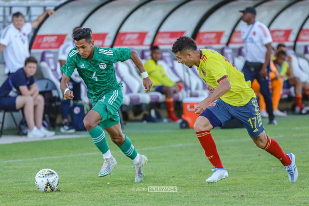 azzi mohamed lateral droit deborde algerie U23 colombie Tournoi Maurice Revello 2022 juin
