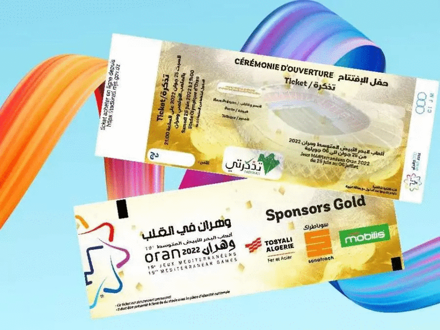 ticket ceremonie ouverture jm Oran 2022