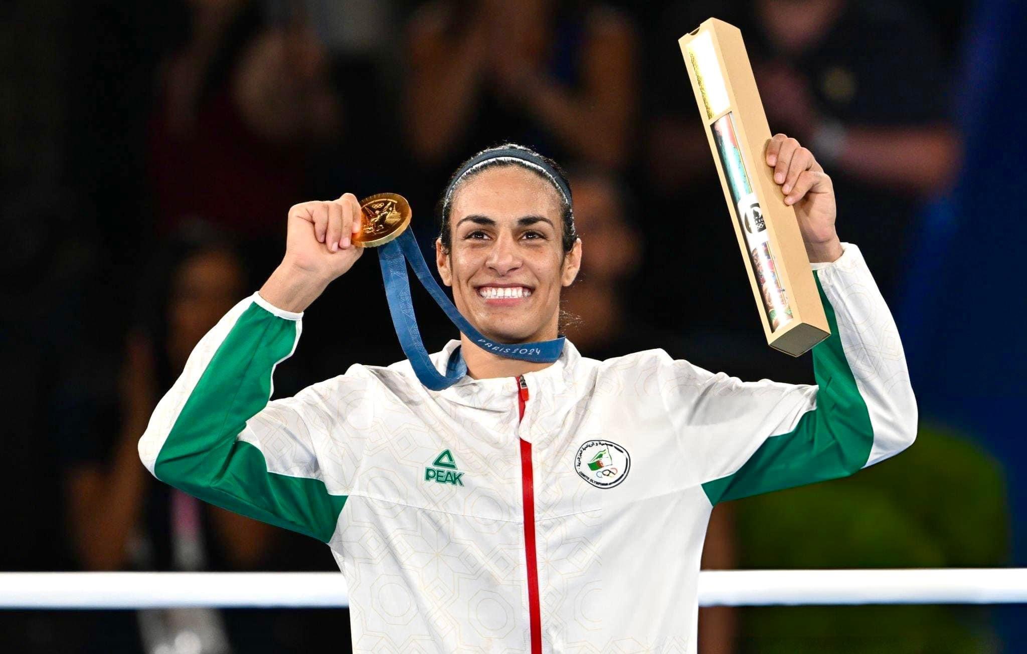 Imane Khelif podium or olympique paris 2024