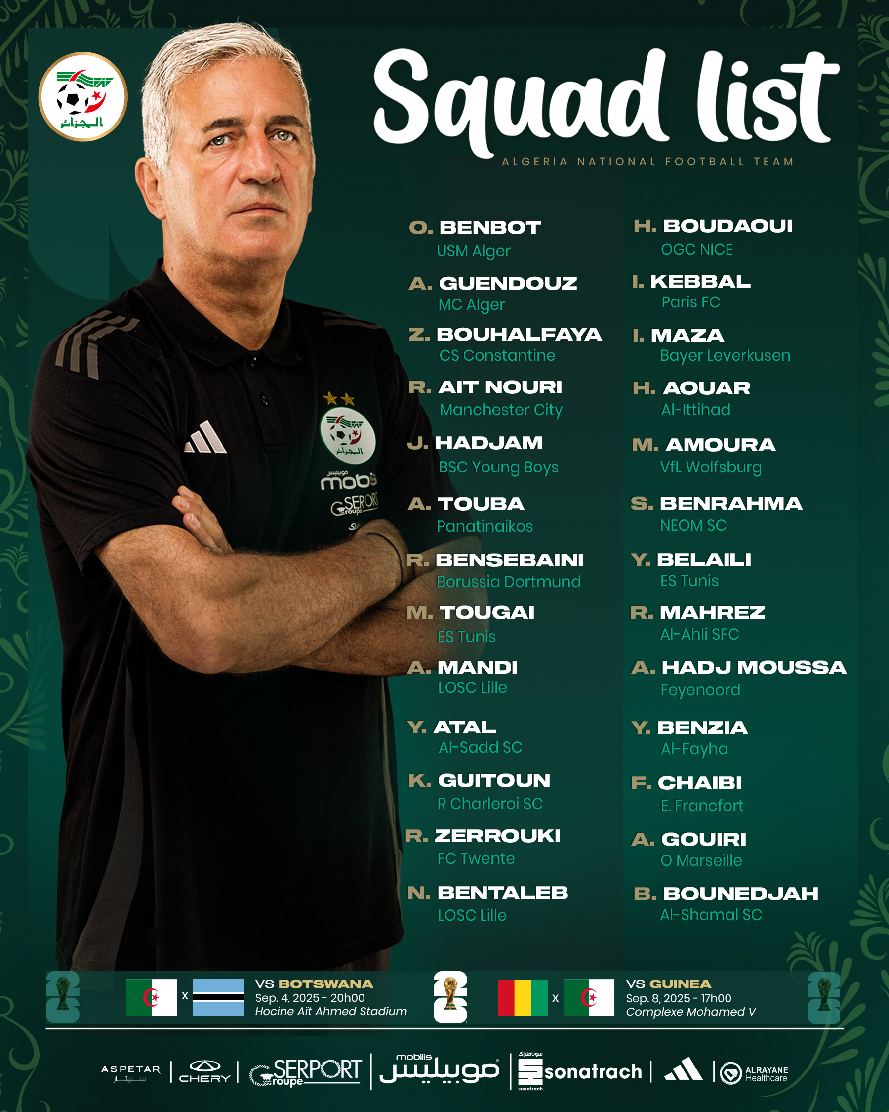 Squad list Sept 25