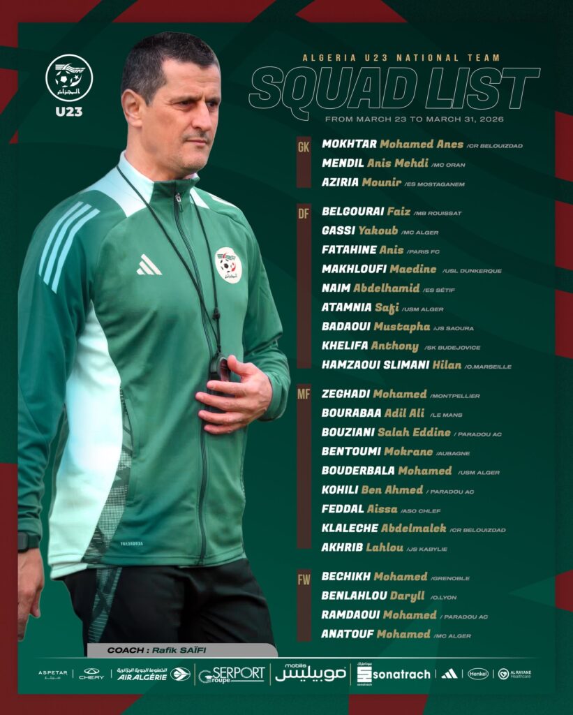 liste U23 Saifi premier stage mars 2026