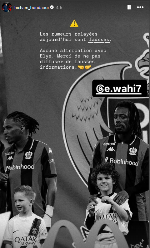 Boudaoui dément une altercation avec Elye Wahi