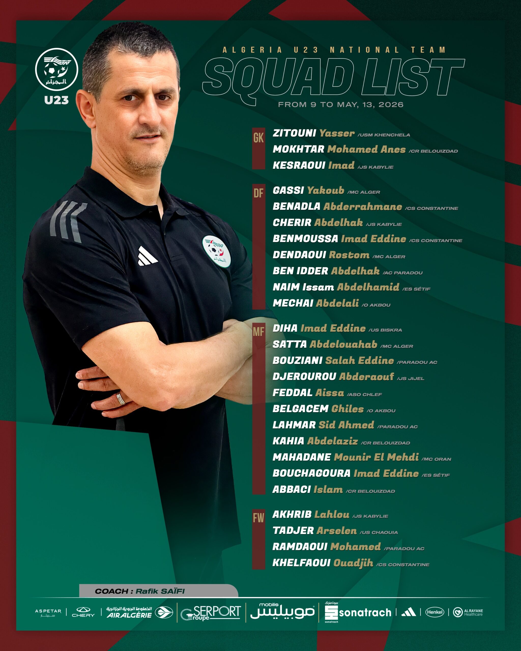 La liste U23 pour le stage de mai