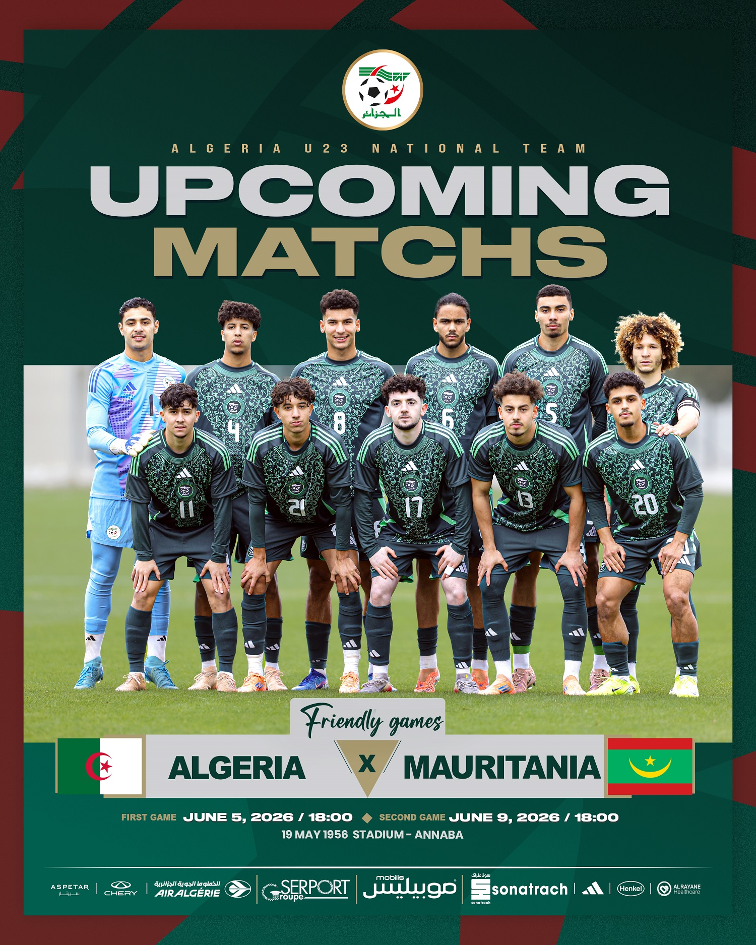 Programme Algérie U23 en juin 2026