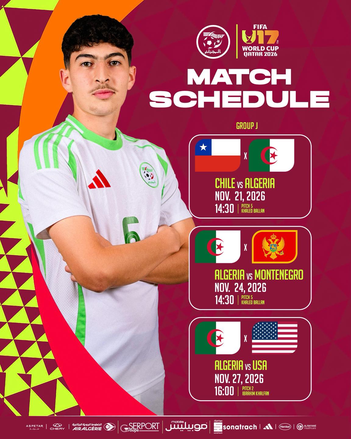 Algérie U17 - Programme Coupe du Monde U17 Qatar 2026
