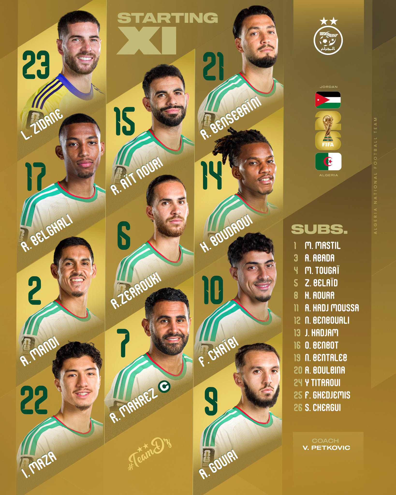11 de l'Algérie vs la Jordanie