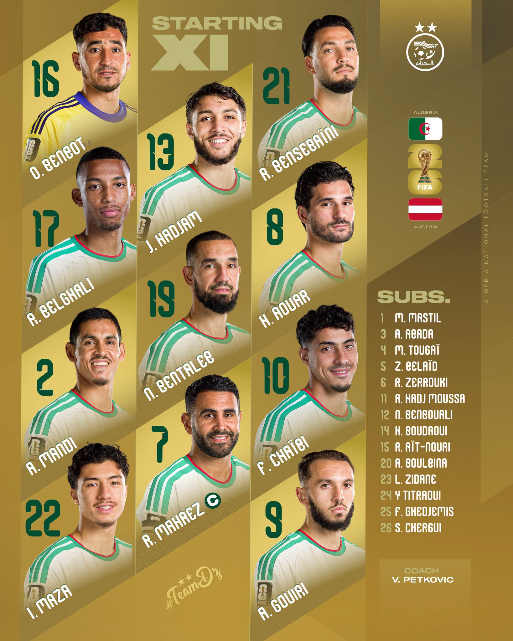 11 de l'Algérie vs l'Autriche