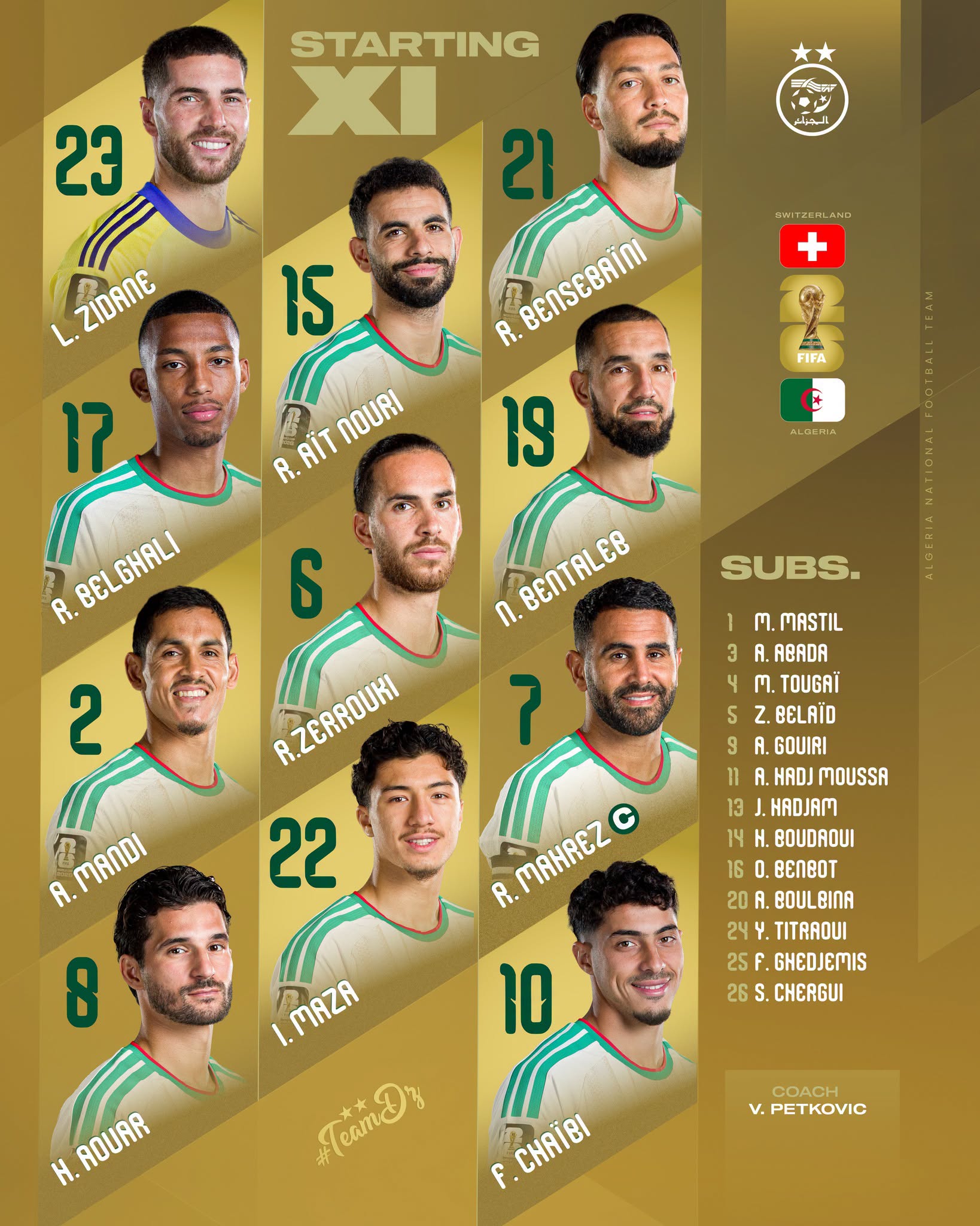 11 de l'Algérie vs la Suisse