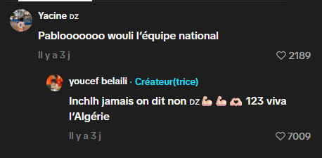 Commentaire Belaïli sur Tiktok