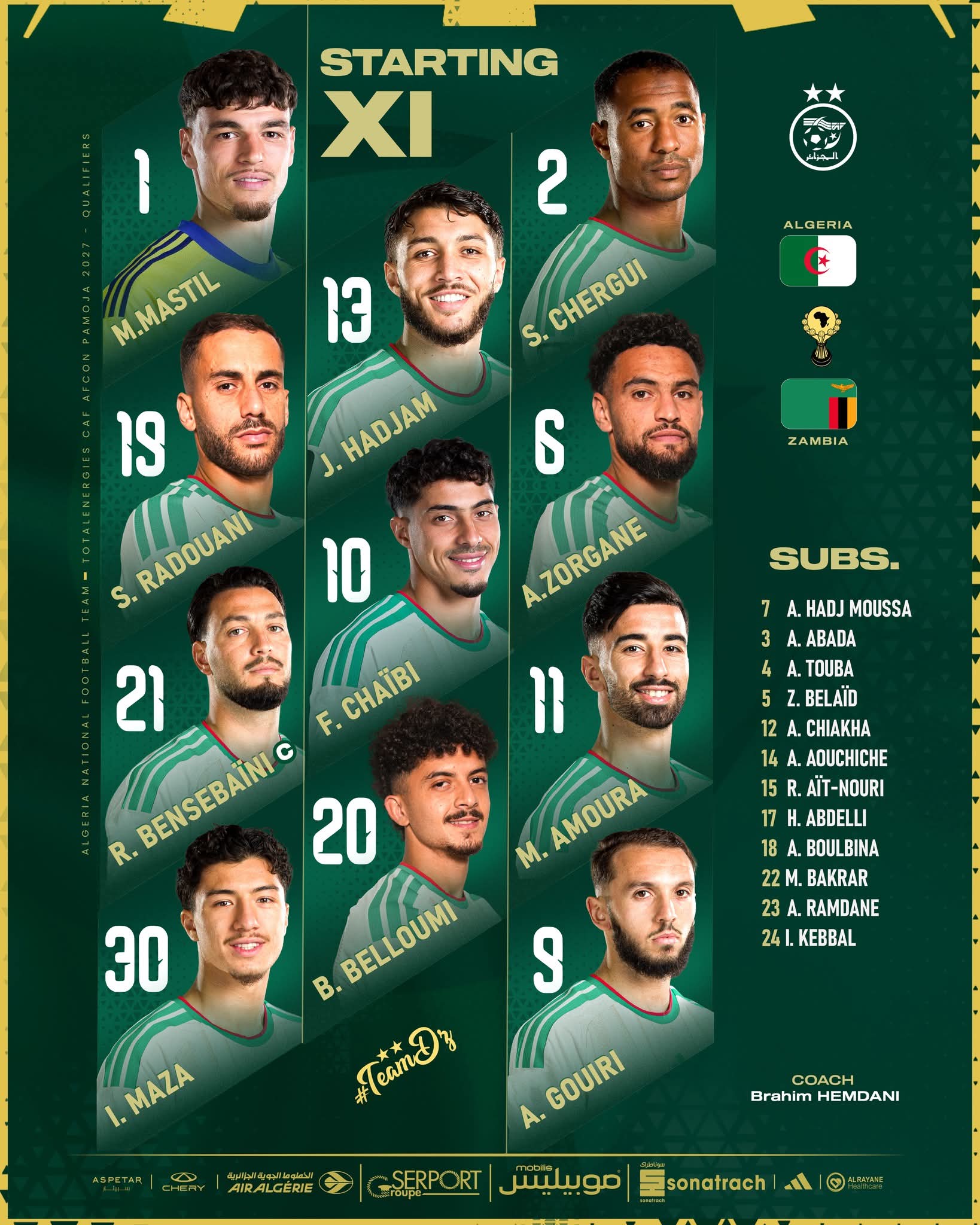 Onze Hemdani Algérie Zambie Onze Hemdani Algérie Zambie